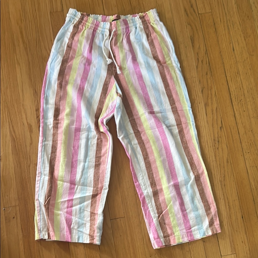 J. Crew Pink and Green Casual Striped Pants
